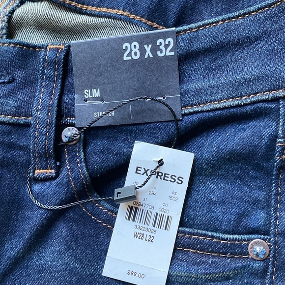Express Men’s Slim Dark Wash Stretch Jeans NWT Size 28x32 - Picture 5 of 6